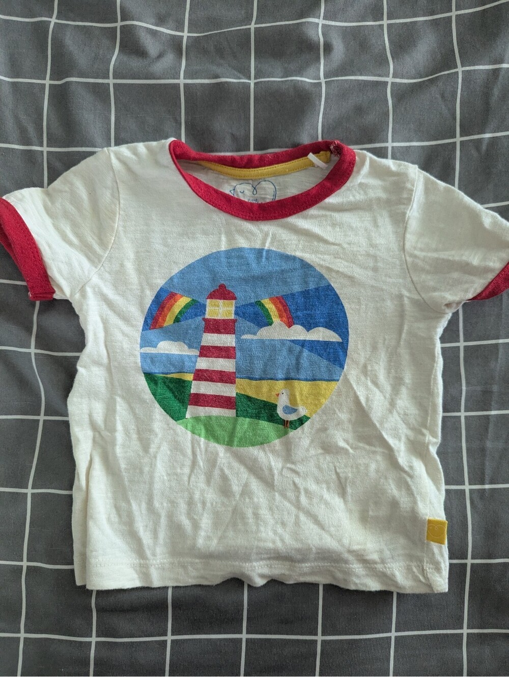 Little Bird rainbow lighthouse seagull beach tee